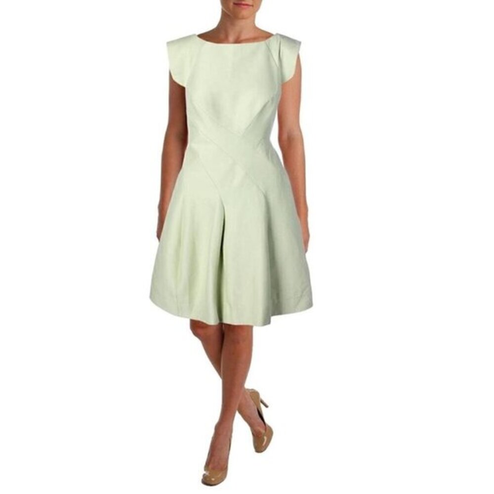 Halston HERITAGE Women's Silk Faille Cap-Sleeve Structured Cocktail Dress size 4